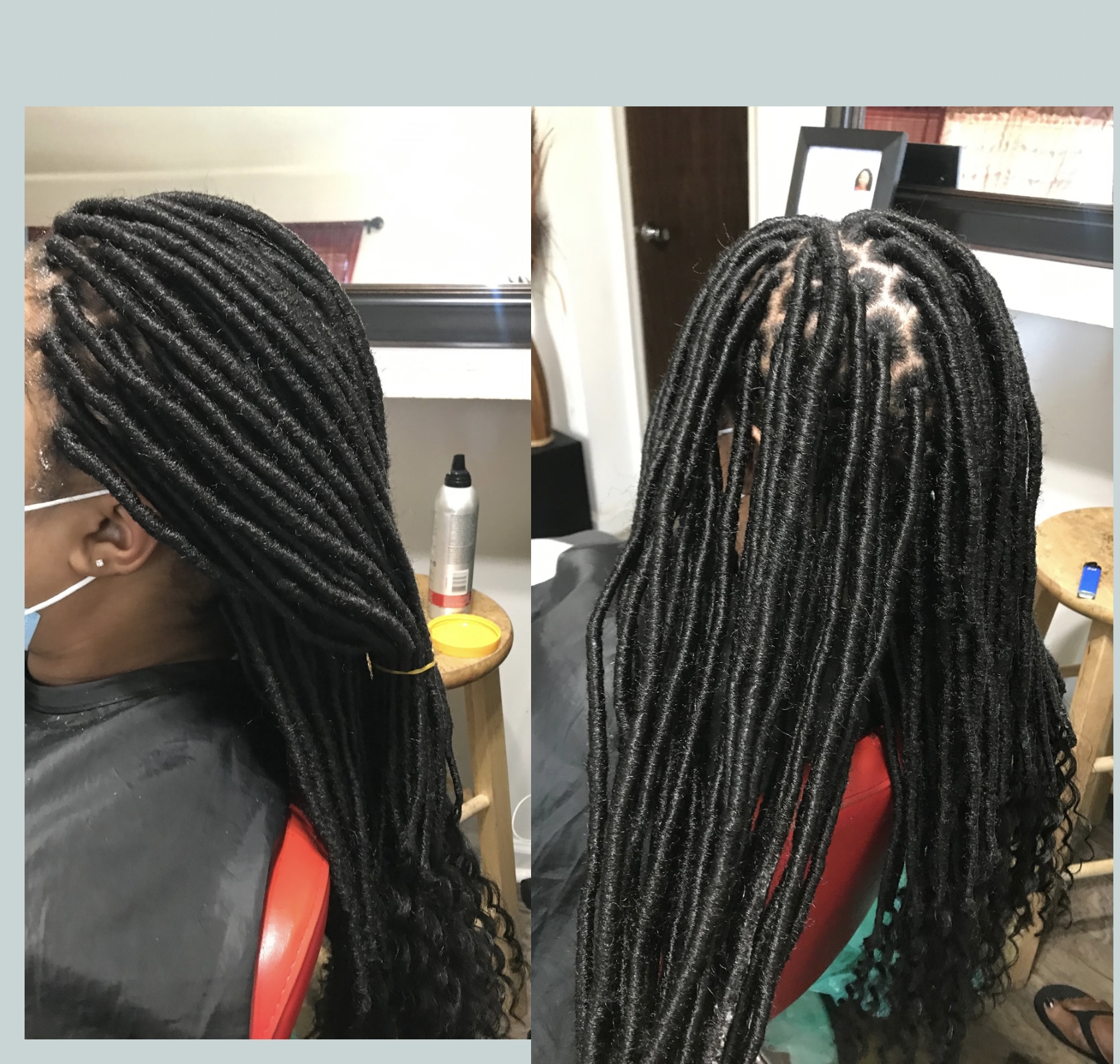 Faux locs with curly ends