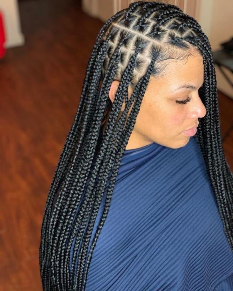 Goddess braids with curly ends